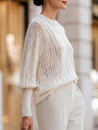 Lightweight ribbed knit jumper in white, view 3