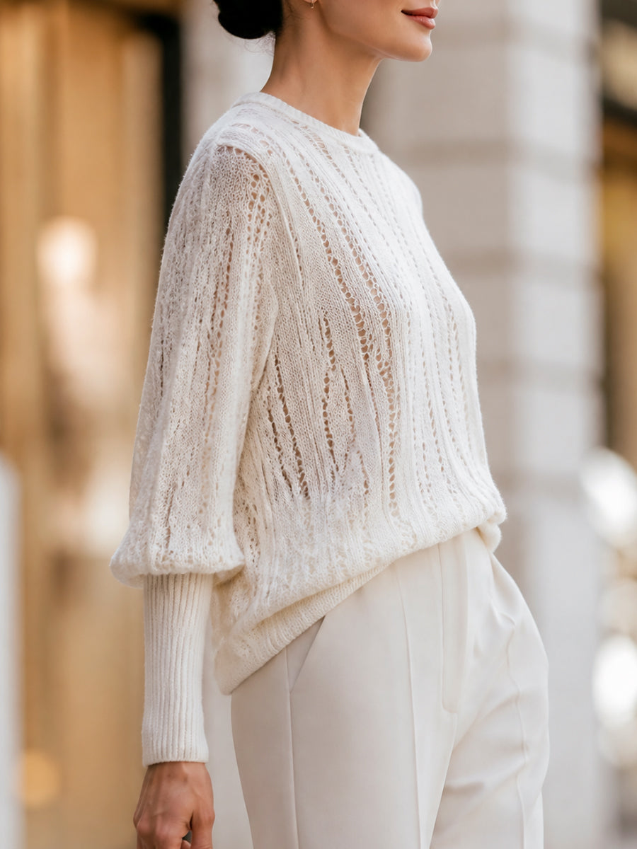 Lightweight ribbed knit jumper in white, view 3