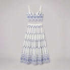 Pinta ivory broderie skirt set flat-lay - blue eyelet embroidery