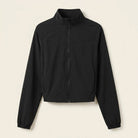 Cropped zip jacket in stretch woven fabric with a high collar, view 7