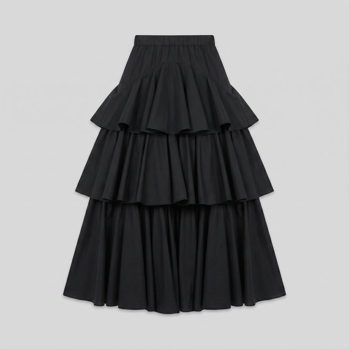 Black pleated tiered skirt, view 5