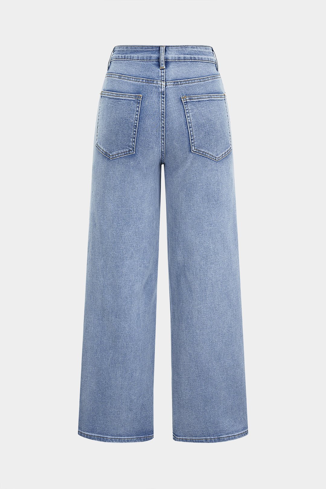 Light wash high-rise wide leg jeans with stud detailing, view 2