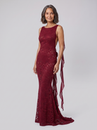 Backless lace evening gown with a mermaid silhouette, view 1