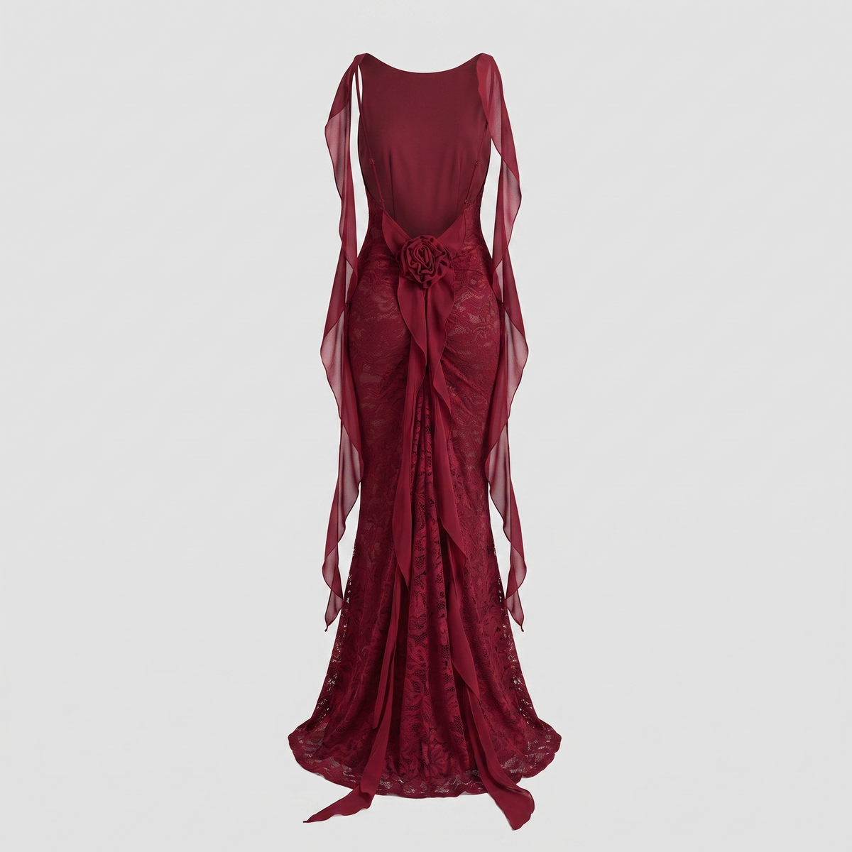 Backless lace evening gown with a mermaid silhouette, view 5
