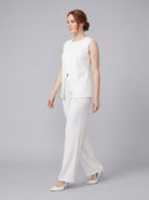 Ivory sleeveless top and trouser set, view 2