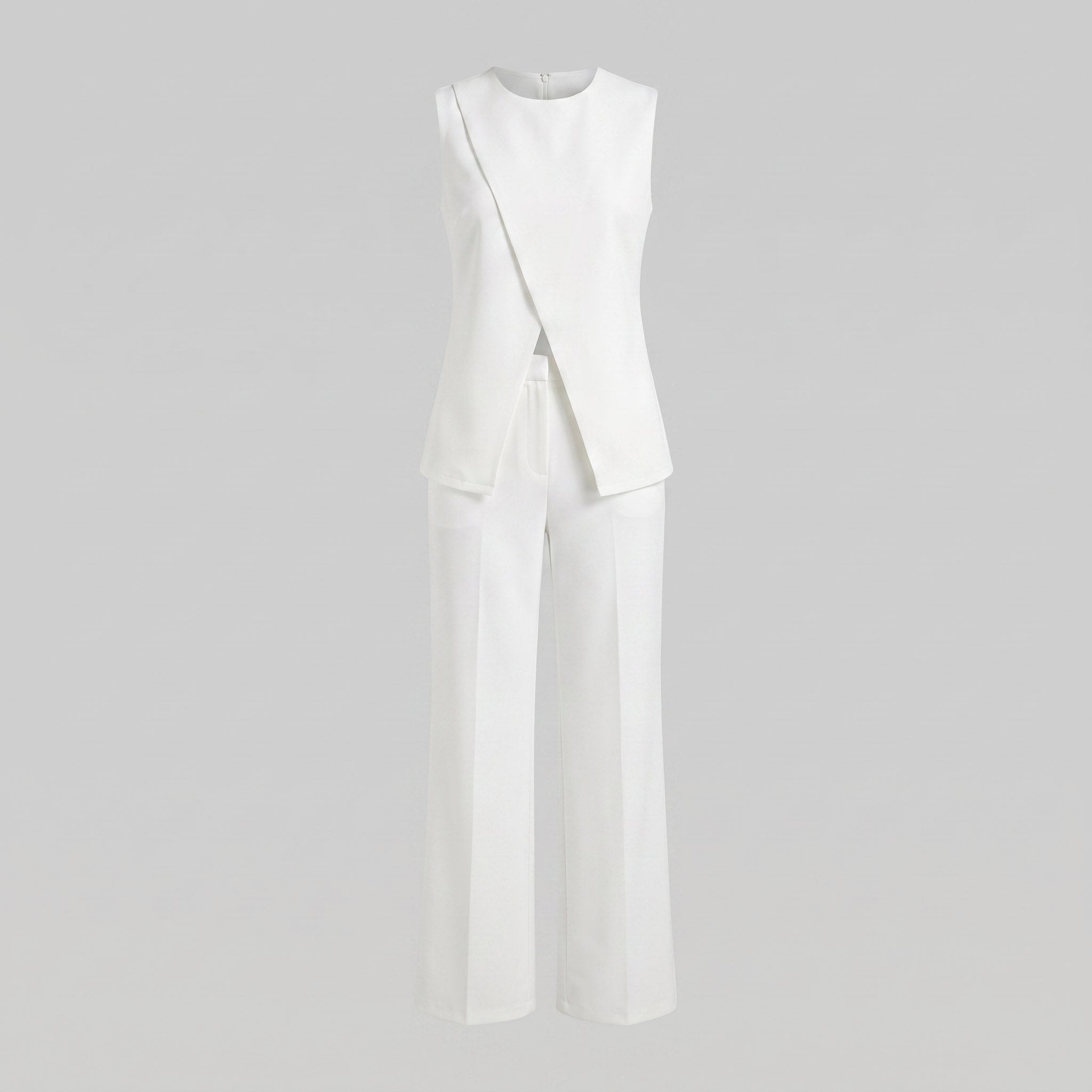 Ivory sleeveless top and trouser set, view 4