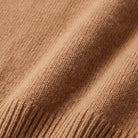 Roxane knit vest in camel brown, close-up of the fine knit texture