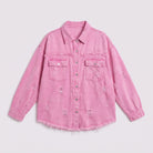 Saoirse denim shacket in pink, flat lay of the oversized shacket