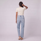Savona distressed jeans in light wash, back view on model
