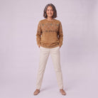 Sedona printed sweatshirt in caramel, full front view showing the relaxed fit