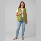 Oversized sherpa fleece gilet with an open front, view 2