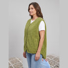 Oversized sherpa fleece gilet with an open front, view 3