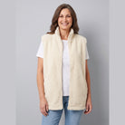 Oversized sherpa fleece gilet with an open front, view 6