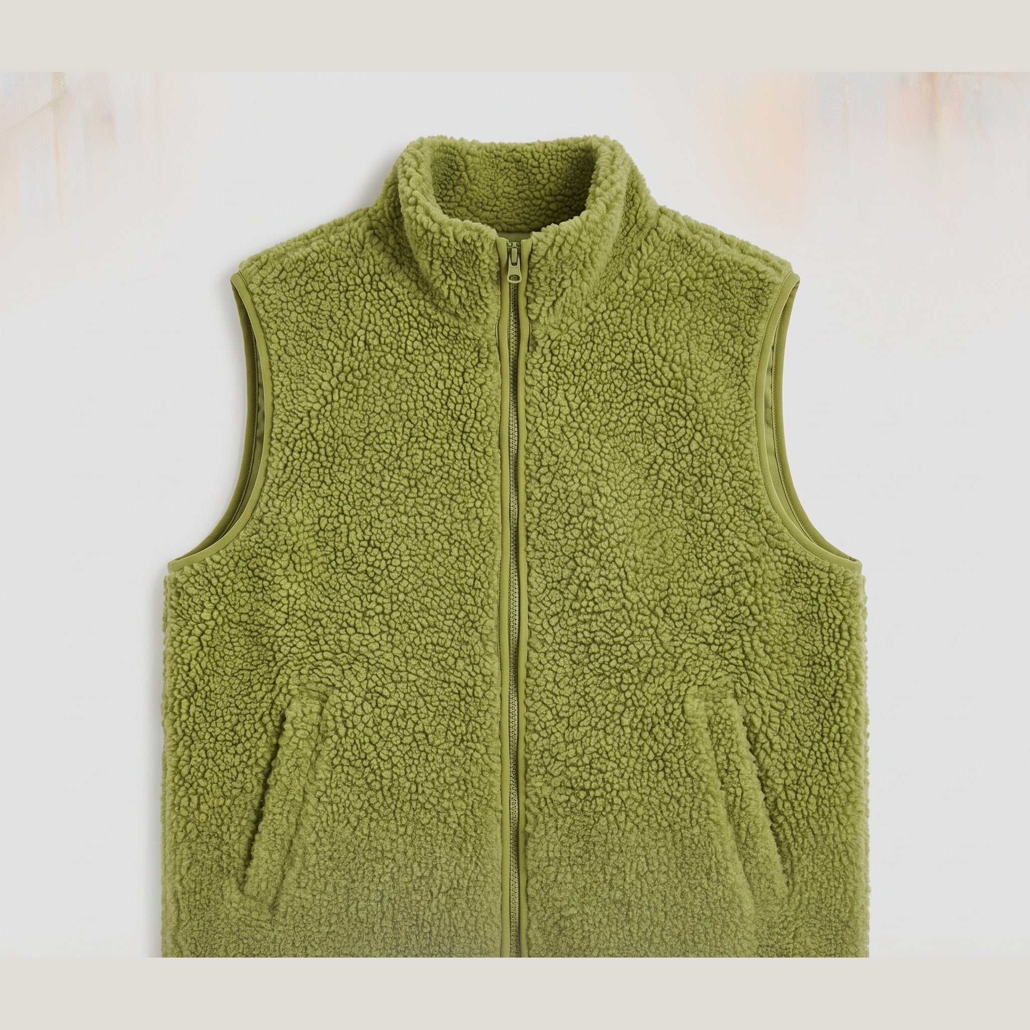 Oversized sherpa fleece gilet with an open front, view 7