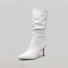 Mid-calf boots in vegan leather with a pointed toe heel, view 5