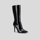 Mid-calf boots in vegan leather with a pointed toe heel, view 7