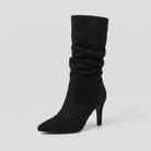 Mid-calf boots in vegan leather with a pointed toe heel, view 8