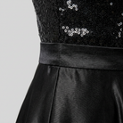 Black sequin spliced maxi dress, view 5
