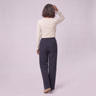 Sidony pinstripe wide leg trousers in navy blue, back view on model