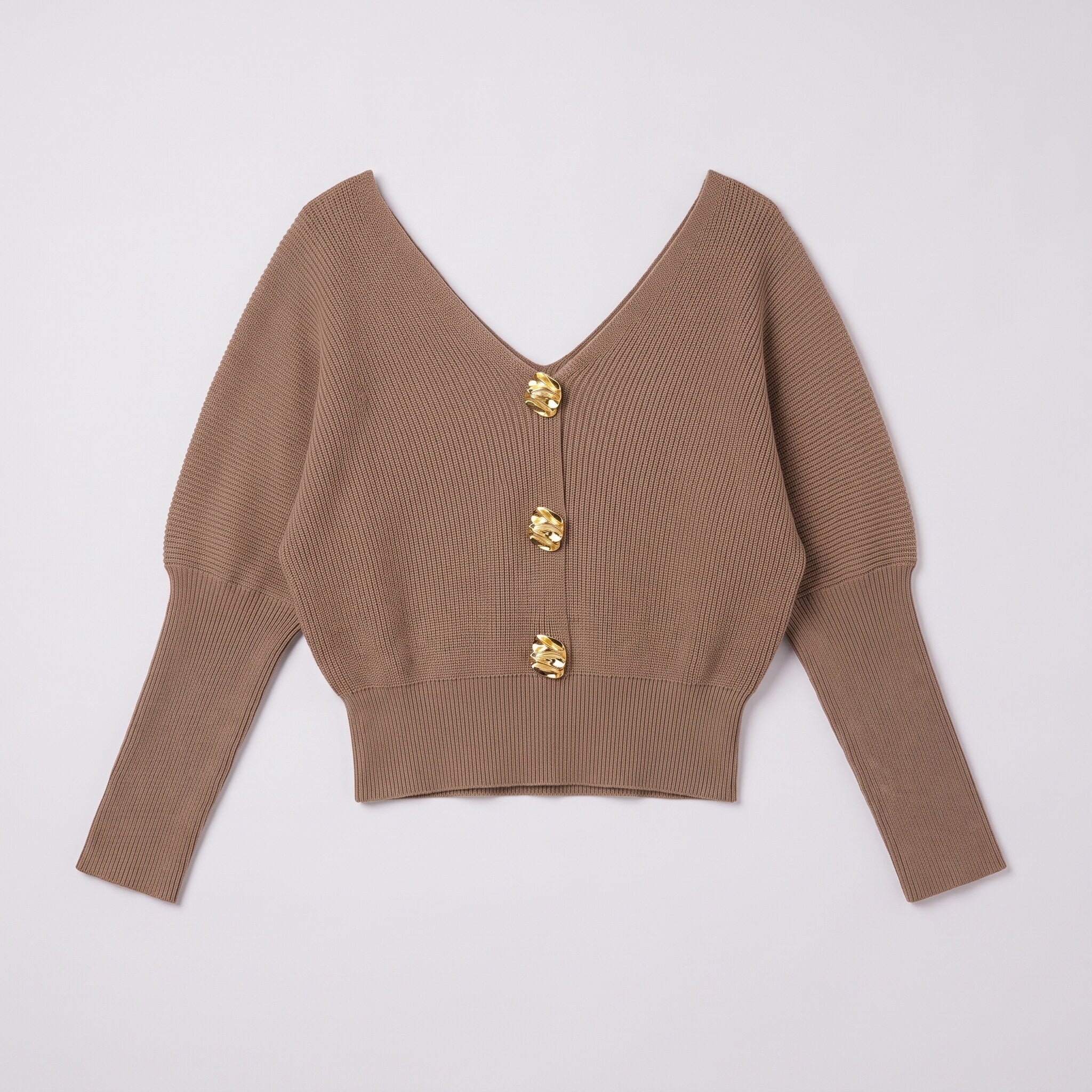 Solenne boat neck sweater in beige taupe, flat lay product shot