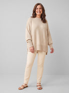 Oversized longline jumper in a wool blend with side slits, view 2