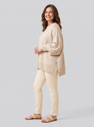 Oversized longline jumper in a wool blend with side slits, view 3