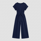 Navy wide-leg jumpsuit with a self-tie waist, view 5