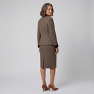 Velvet trim detail on the brown tweed blazer, view 3