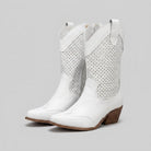 Mid-calf cowboy boots with a side zip, view 1
