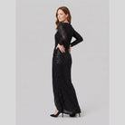 Sequin evening gown with a thigh-high slit, view 2