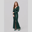Sequin evening gown with a thigh-high slit, view 5
