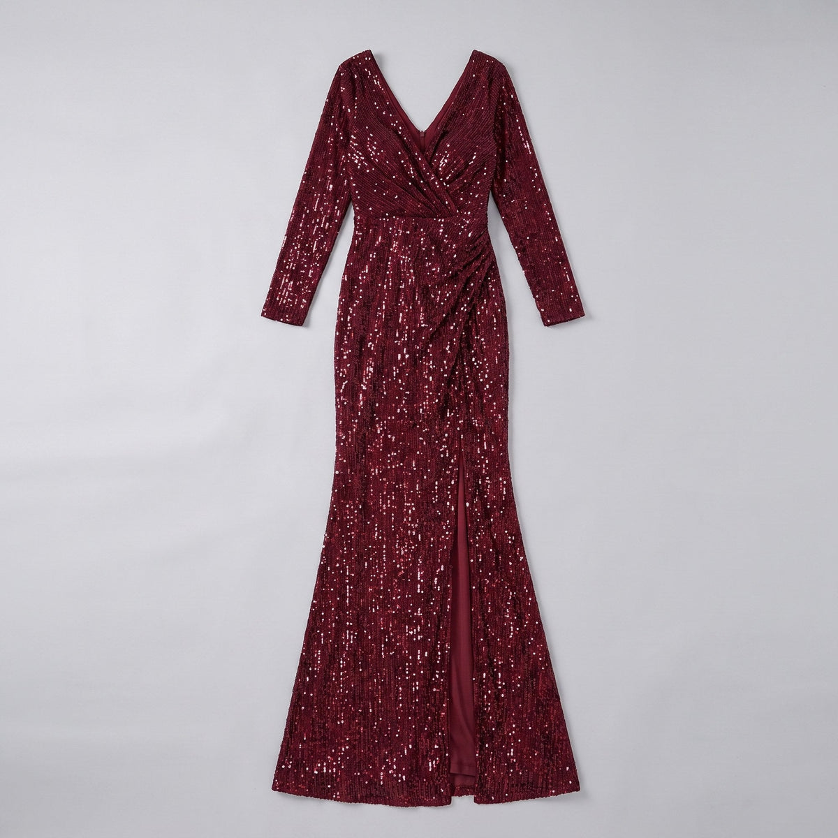 Sequin evening gown with a thigh-high slit, view 7