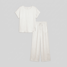 Satin co-ord with a boxy top and wide-leg trousers, view 5