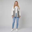 Denim jacket with checked panels, view 10