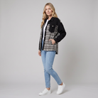 Button-front denim jacket with long sleeves, view 2