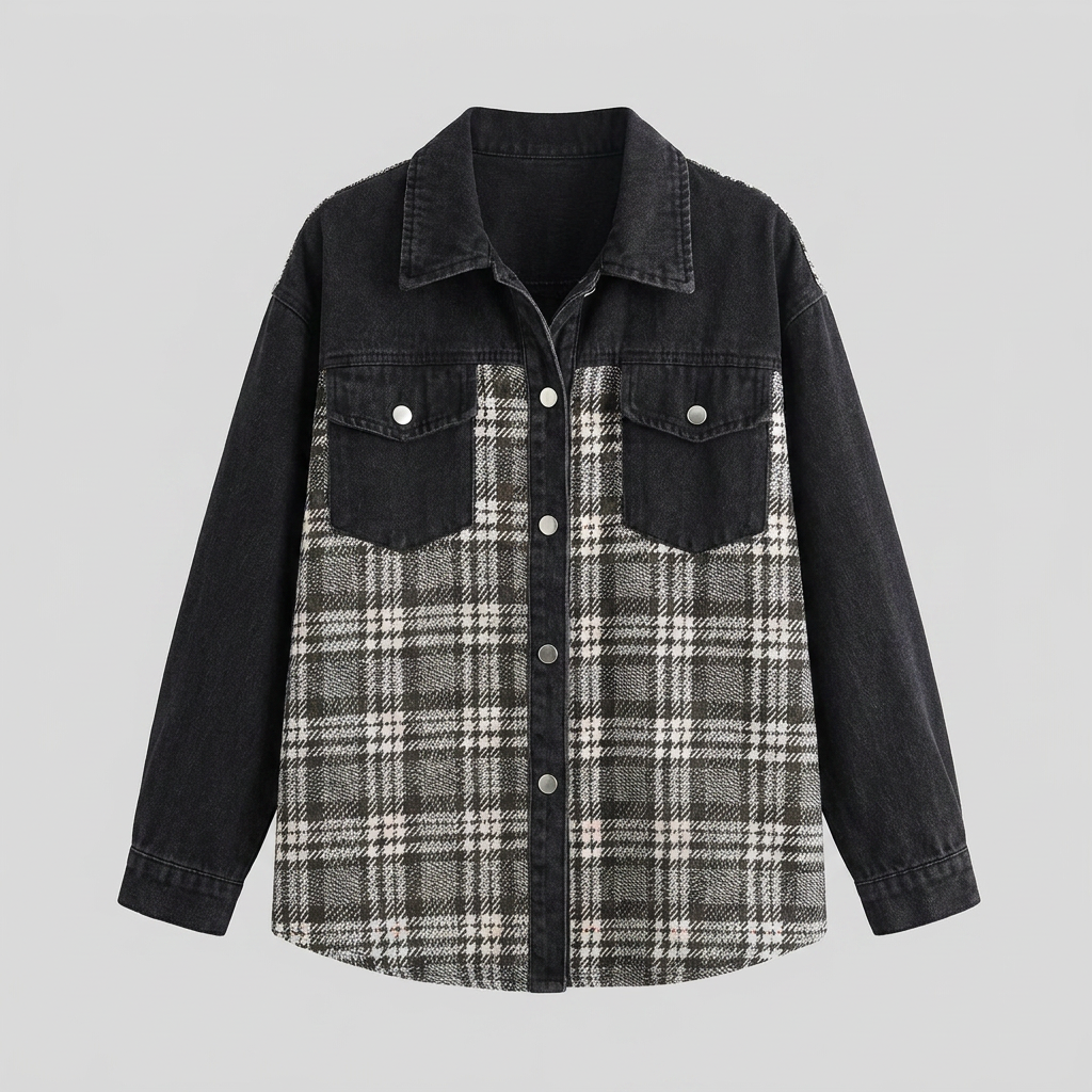 Denim jacket with a button front, view 4