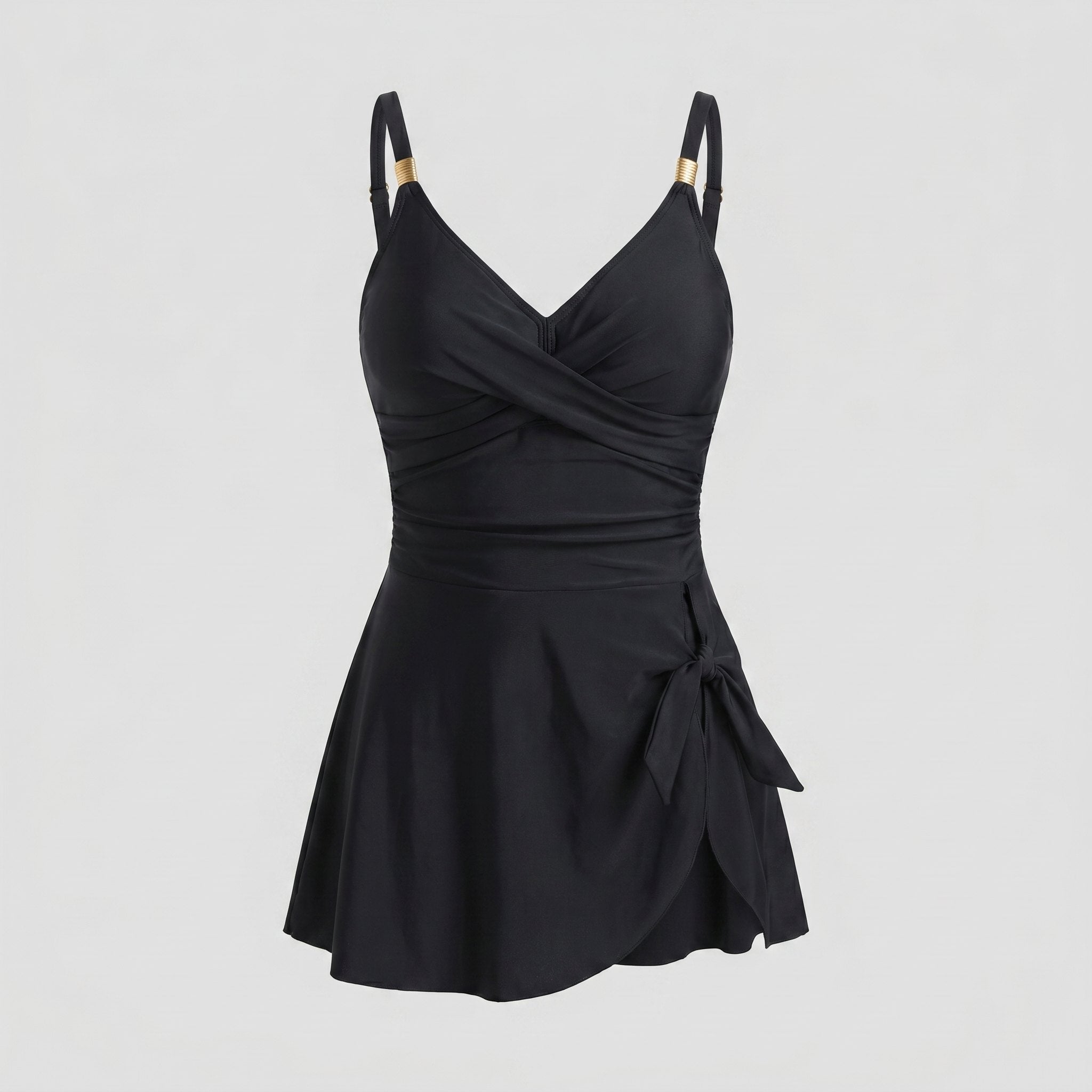 One-piece swimsuit with a tummy control panel and adjustable straps, view 1