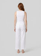 White linen-blend trousers showing the patch pocket, view 3