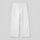 White wide-leg linen-blend trousers, view 4