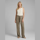 Straight-leg trousers with a gathered sash at one hip, view 1