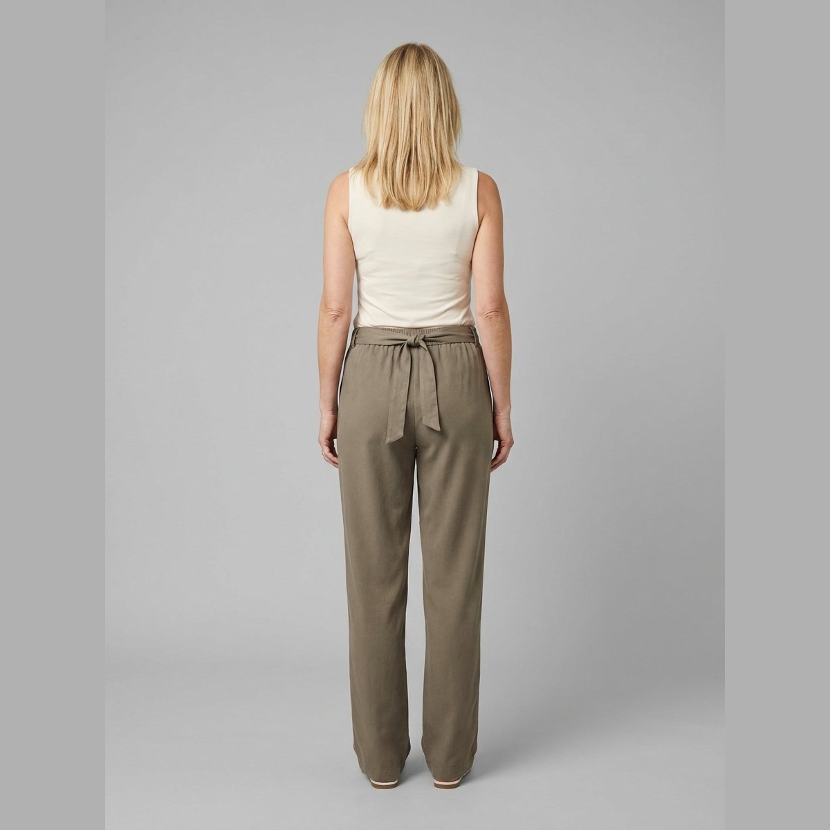 Straight-leg trousers with fitted waistband and side zip, view 4