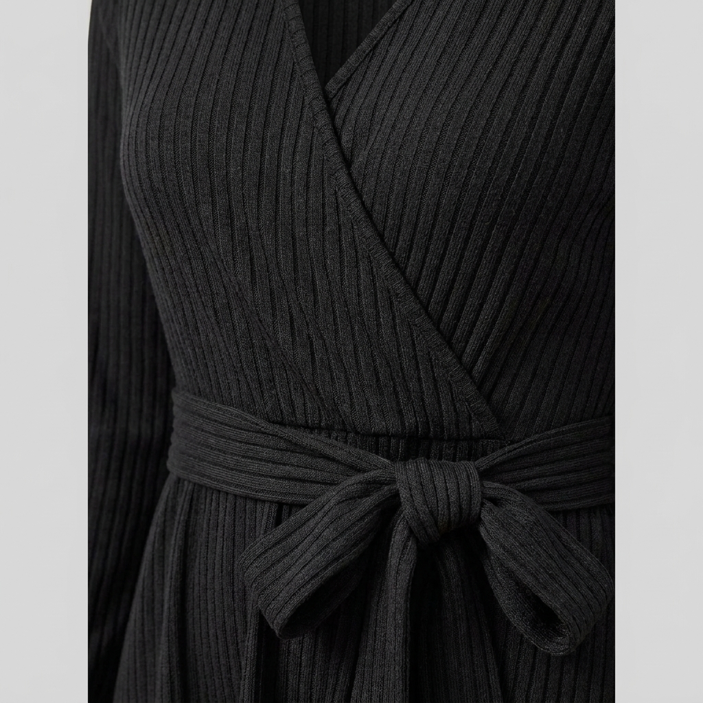 Belted knit midi dress, view 6