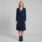 Knit midi dress with a tie belt, view 8