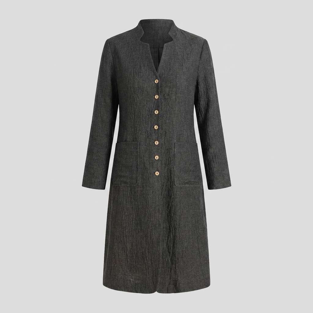 Smoky quartz linen jacket with long sleeves, view 5