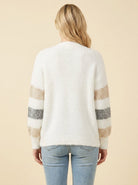 Striped cardigan in brushed knit with gold buttons, view 4