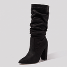 Knee-high slouch boots in a suede-touch finish with a block heel, view 3