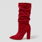 Knee-high slouch boots in a suede-touch finish with a block heel, view 4