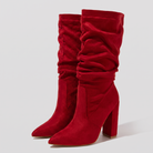 Knee-high slouch boots in a suede-touch finish with a block heel, view 5