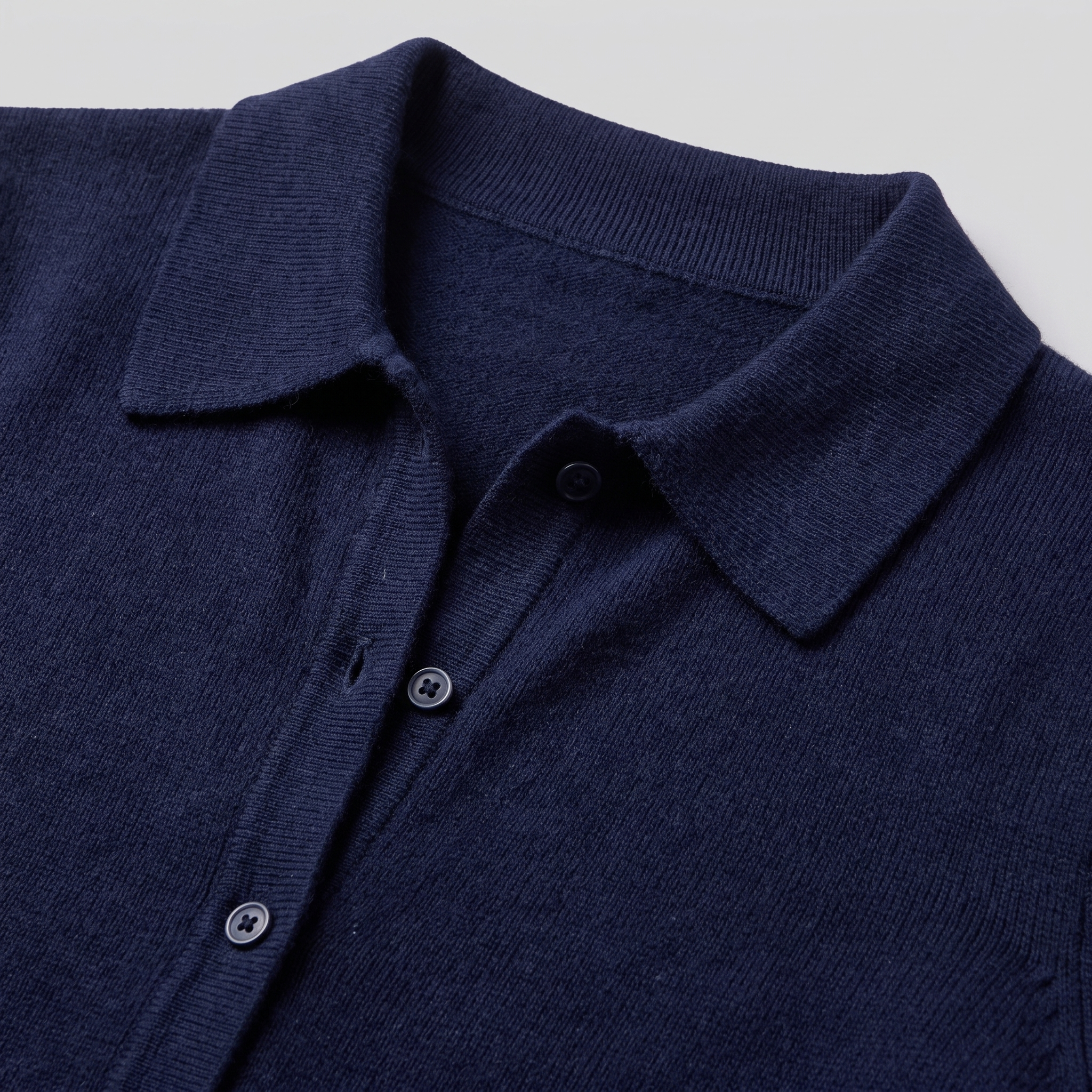 Romy knit cardigan polo collar and buttons close-up