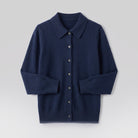 Romy wool-blend button cardigan in navy, flat lay product shot